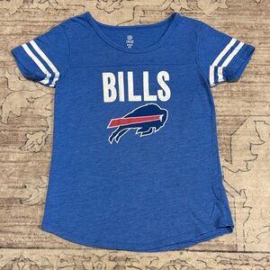 NFL Kids Royal Blue 'BILLS' Graphic Tee with White Stripe Sleeves